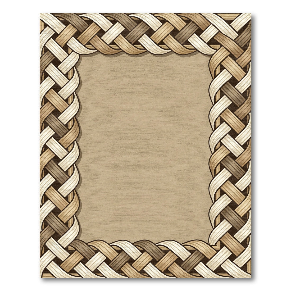 Woven Texture Beige Tan Braid Border Rug