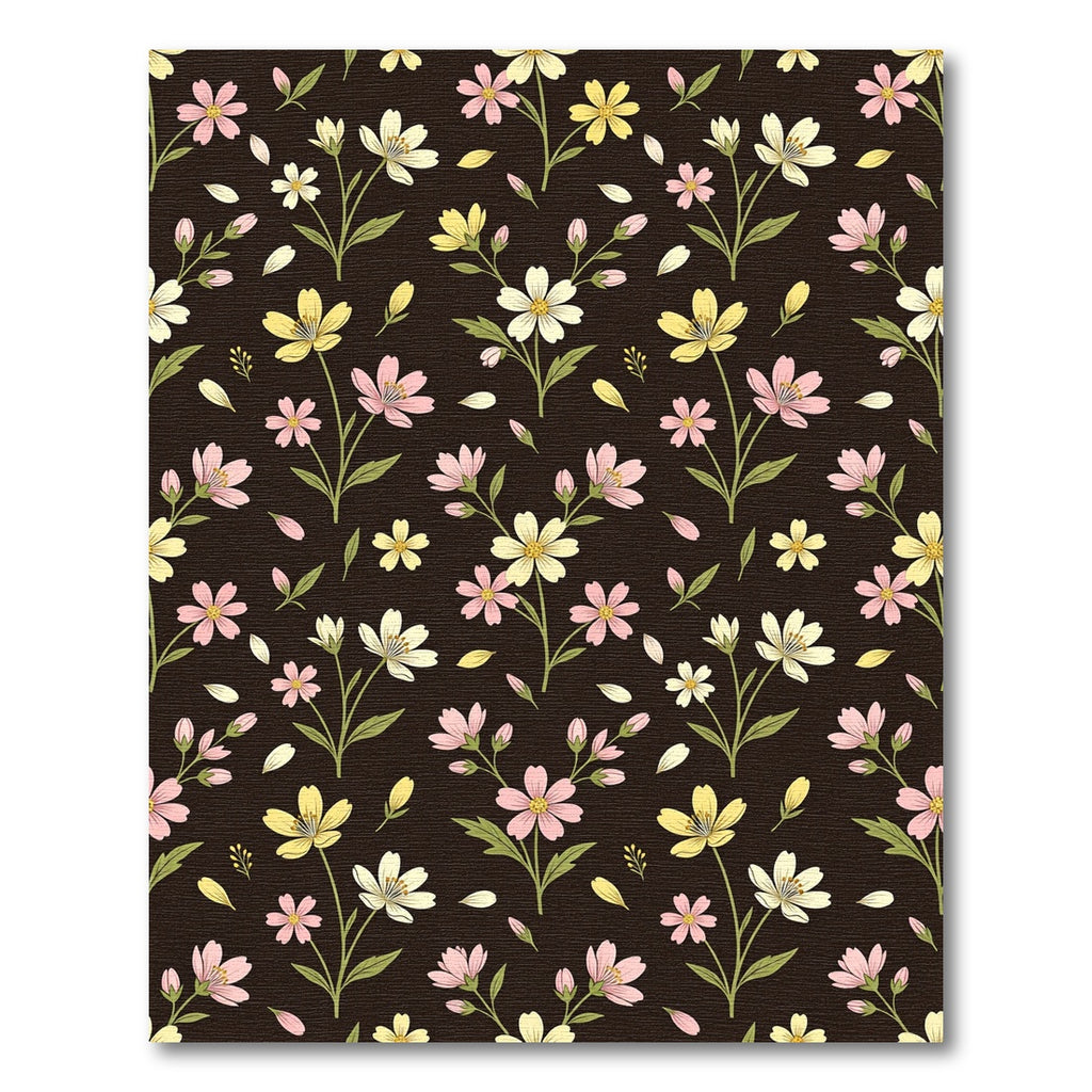 Dark Floral Garden Blossom Arrangement Rug