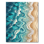 Ocean Wave Blue Cream Swirl Rug