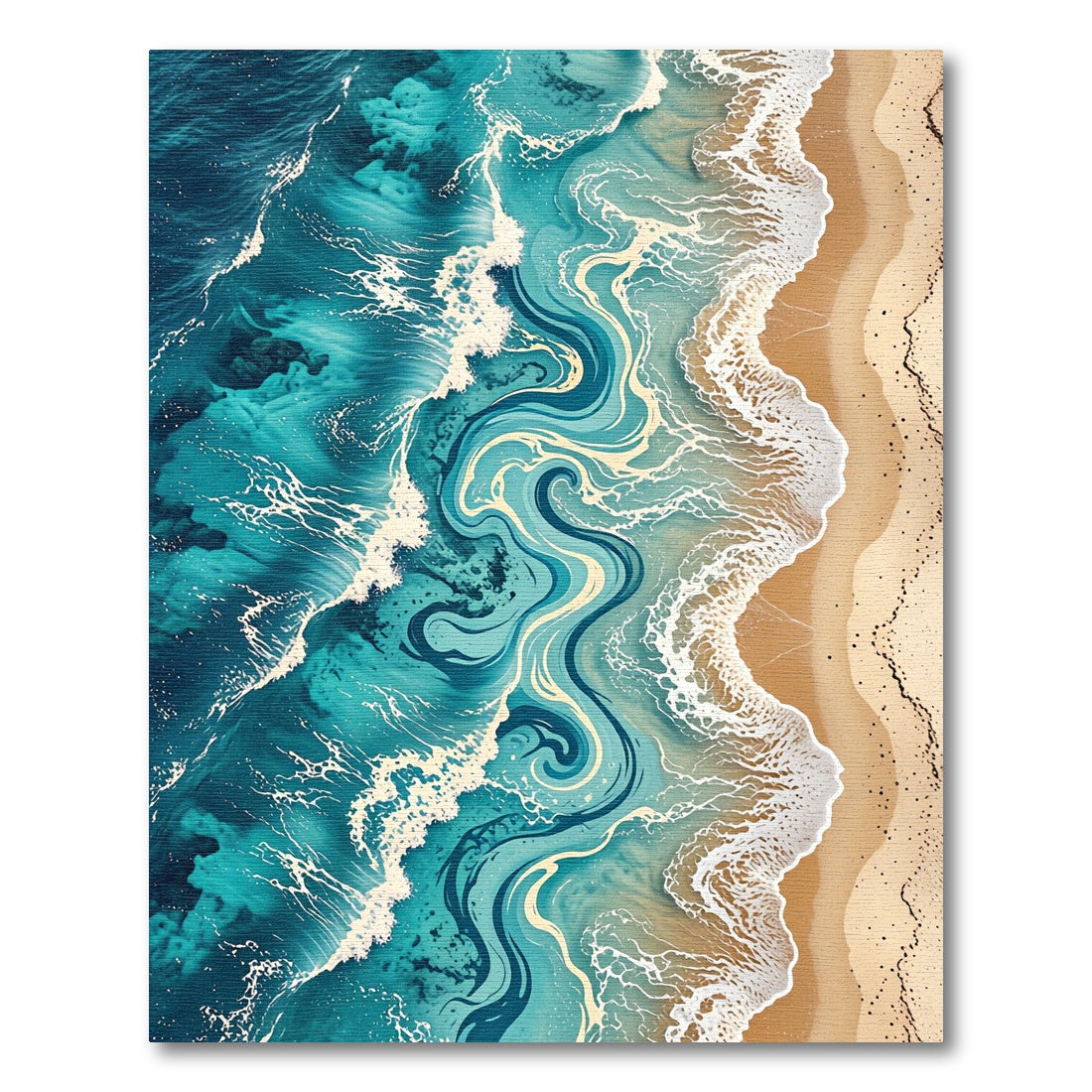 Ocean Wave Blue Cream Swirl Rug