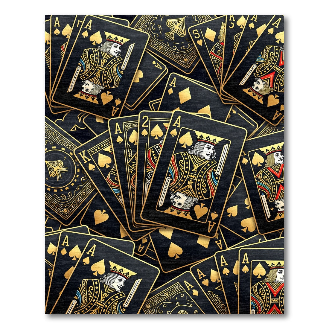 Luxury Black Gold Playing Card Rug