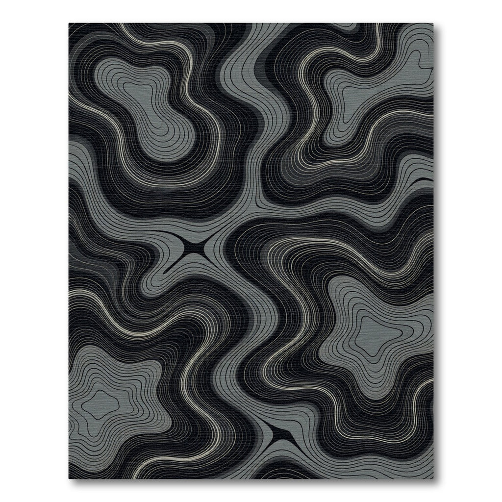 Dark Gray Wavy Contour Rug