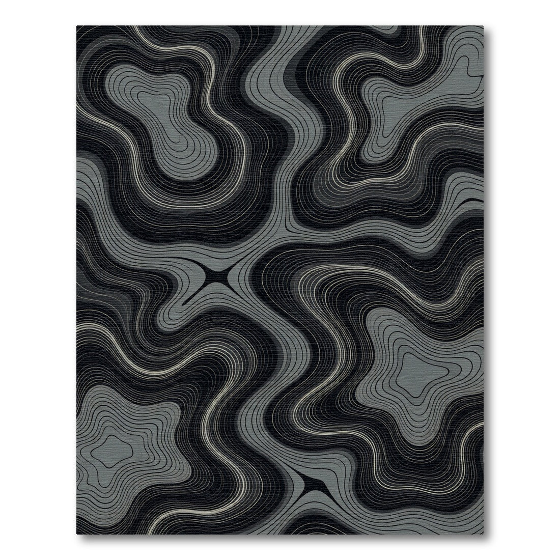 Dark Gray Wavy Contour Rug