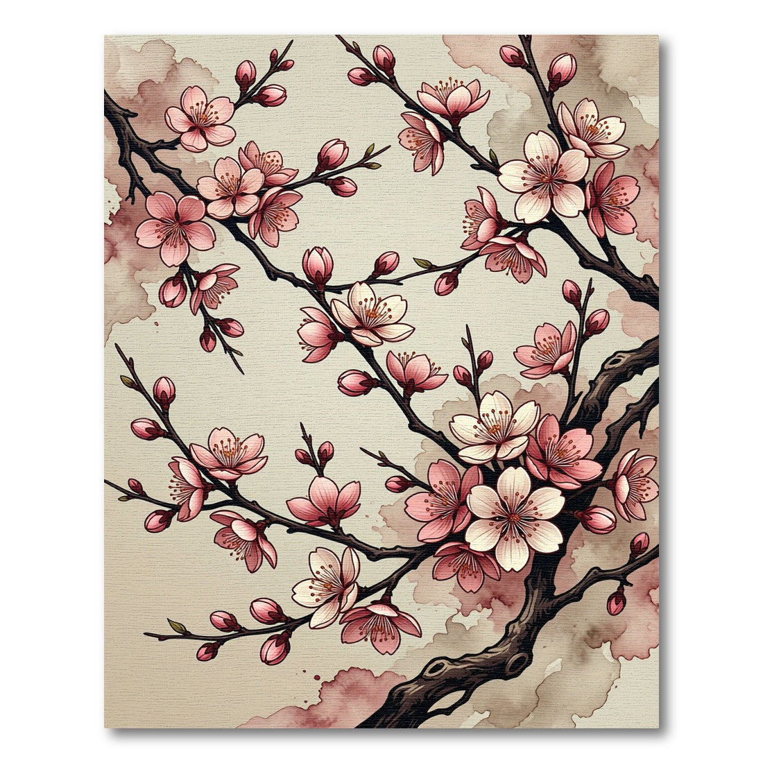 Elegant Pink Cherry Blossom Branch Rug
