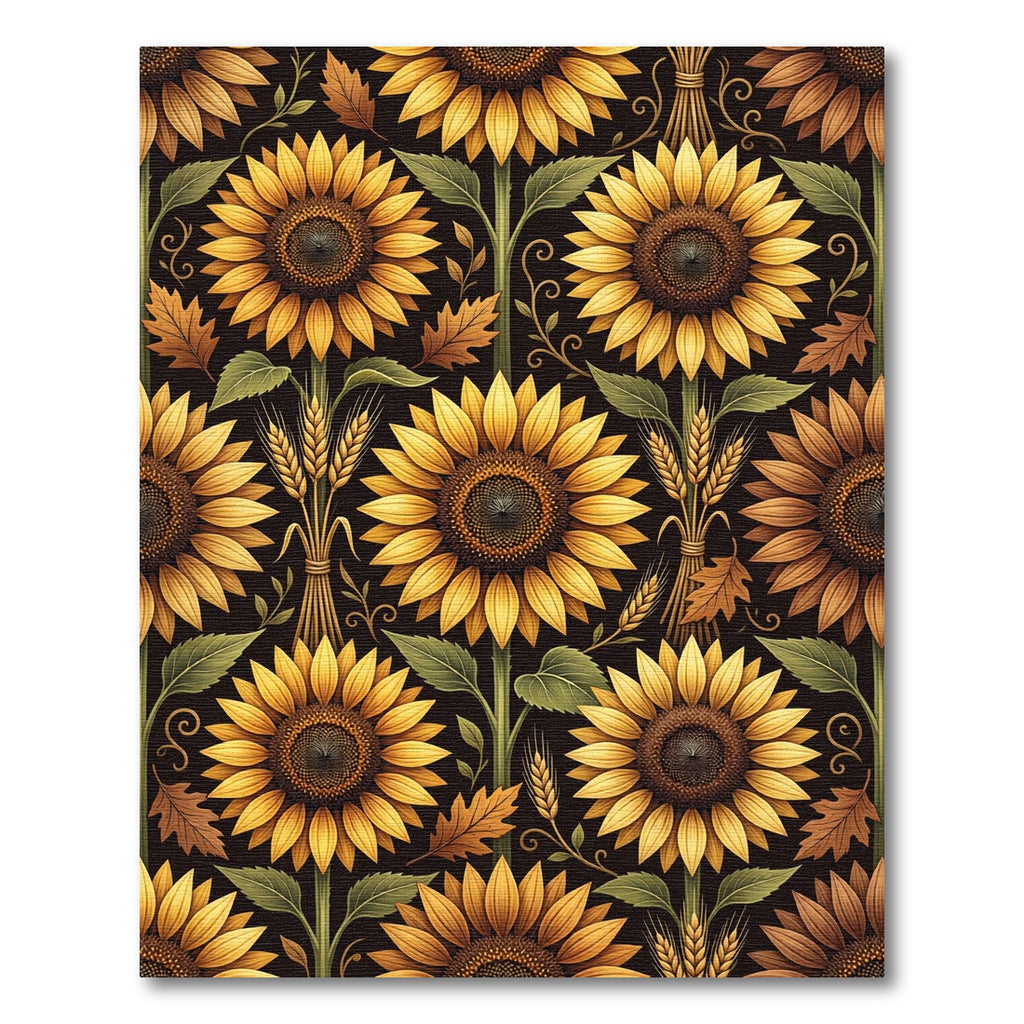 Golden Sunflower Wheat Autumn Harvest Rug