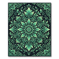 Emerald Green Leafy Mandala Flourish Rug