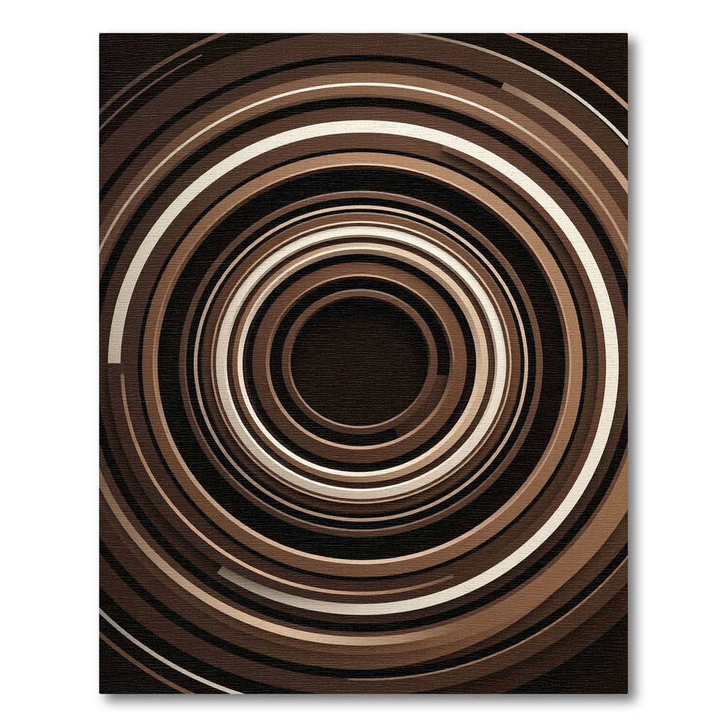 Earthy Bronze Concentric Circular Abstract Rug