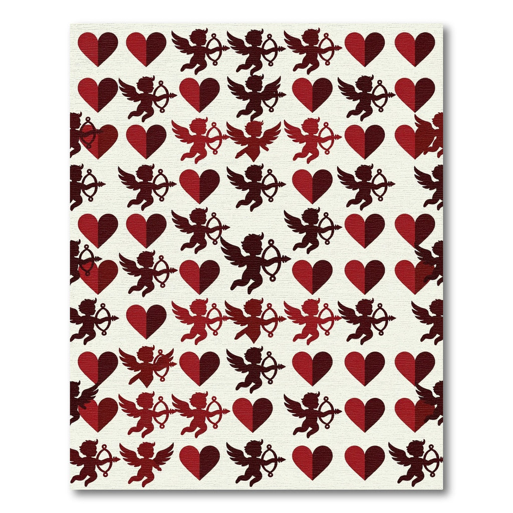 Deep Red Cupid Heart Pattern Rug