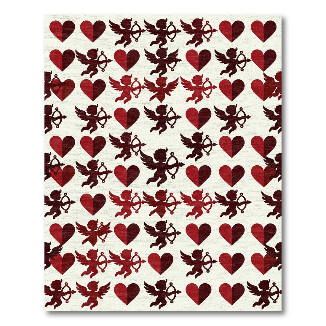 Deep Red Cupid Heart Pattern Rug
