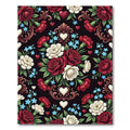 Romantic Crimson Rose Heart Floral Medallion Rug