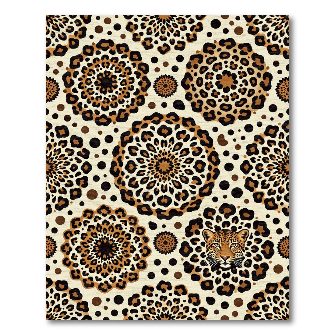 Leopard Spot Mandala Animal Art Rug