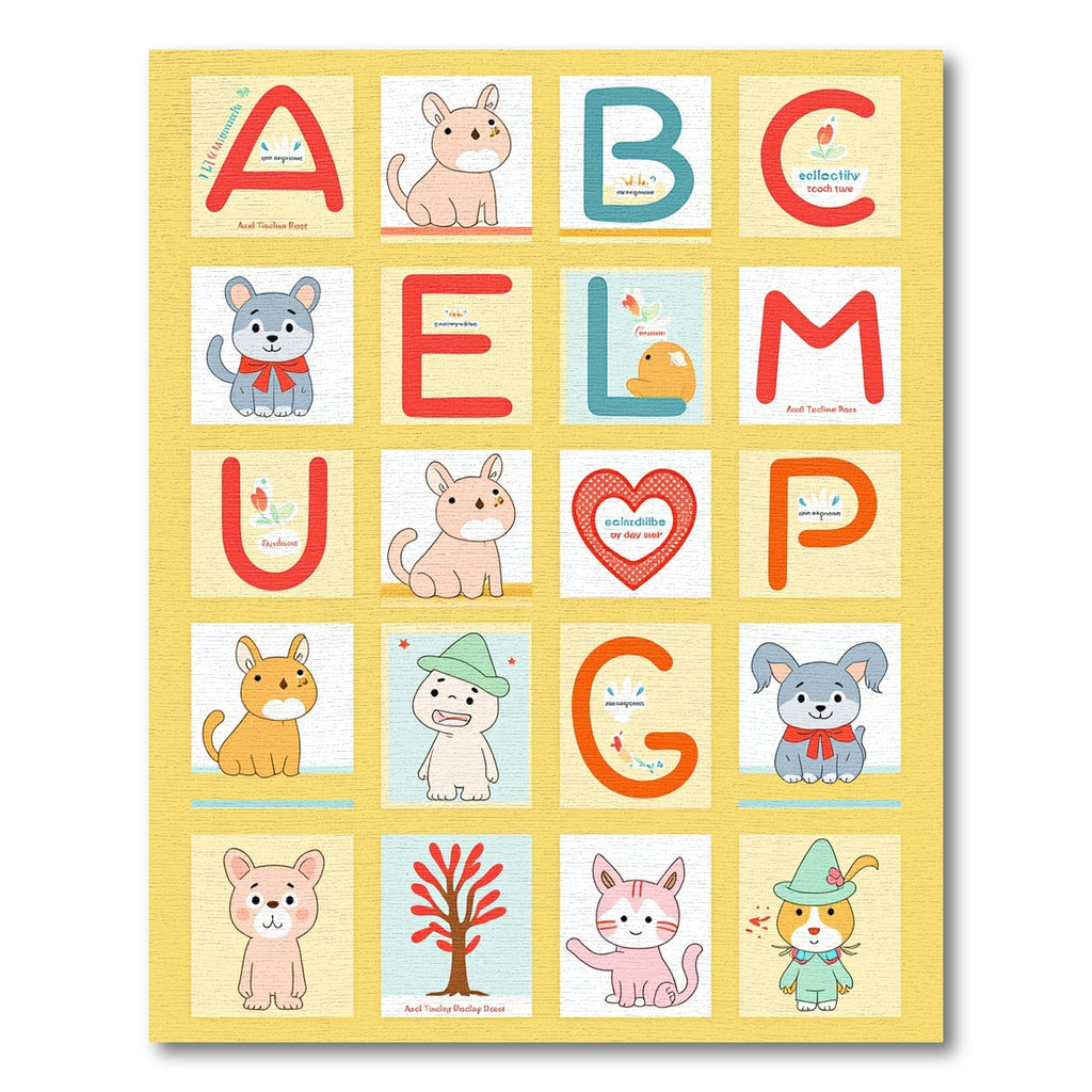 Alphabet Animal Heart Tree Characters Rug