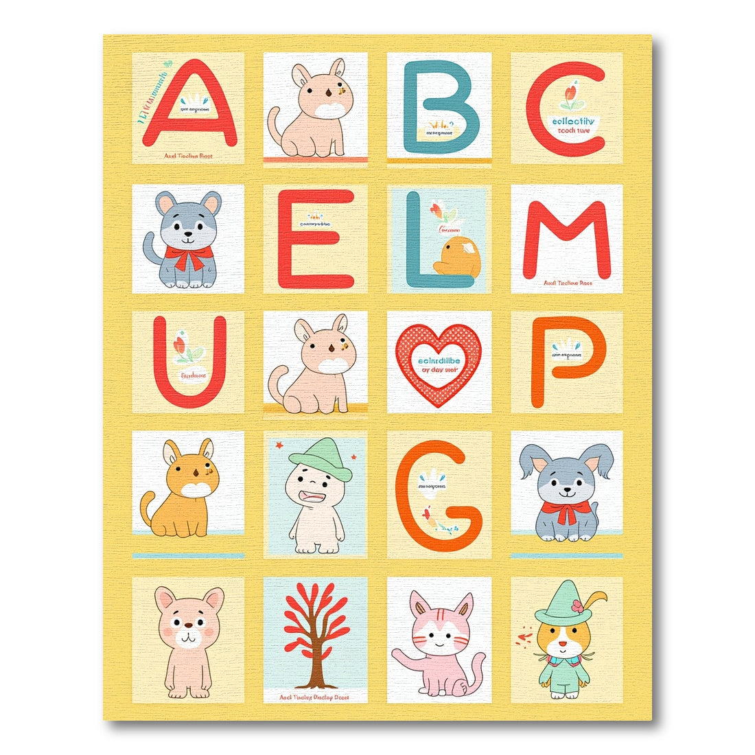 Alphabet Animal Heart Tree Characters Rug