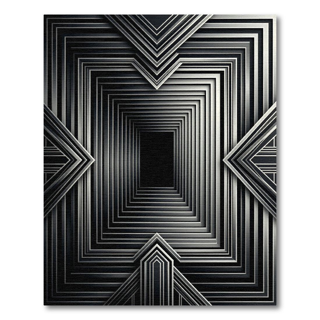 Monochromatic Art Deco Geometric Tunnel Rug