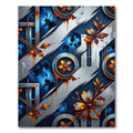Industrial Blue Orange Rusted Floral Metal Rug