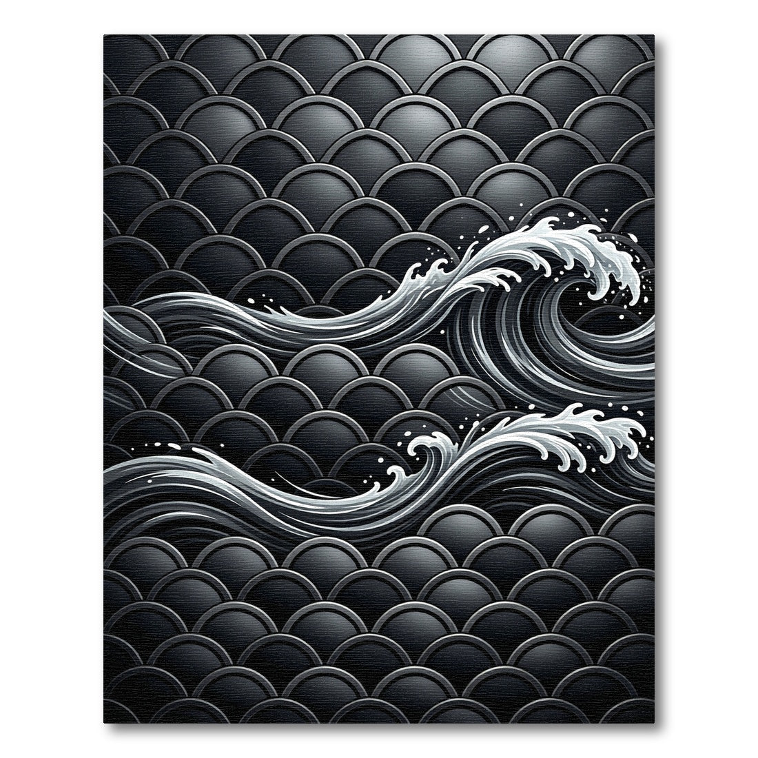 Dark Gray Wave Shell Pattern Rug