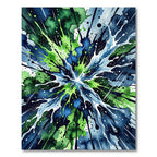 Dynamic Blue and Green Liquid Splash Rug