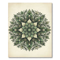 Elegant Emerald Botanical Leaf Mandala Rug