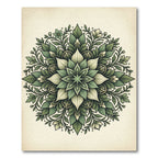 Elegant Emerald Botanical Leaf Mandala Rug