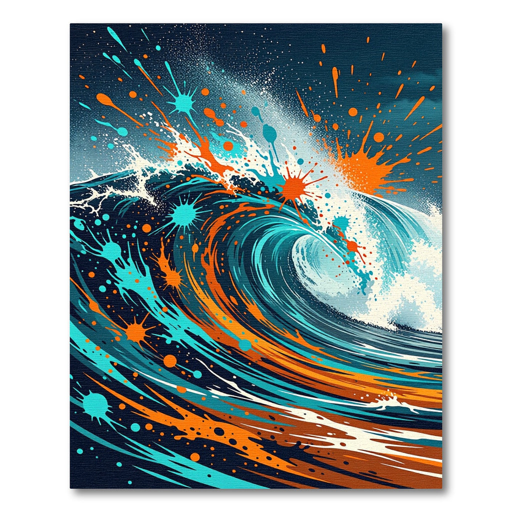 Vibrant Orange and Teal Abstract Wave Rug
