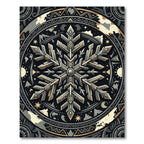 Celestial Midnight Snowflake Geometric Medallion Rug