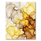 Golden Ochre Flowing Alcohol Ink Abstract Rug