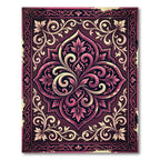 Ornate Plum Damask Floral Medallion Rug