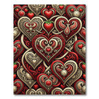 Ornate Crimson Heart Strawberry Clockwork Rug