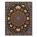 Ornate Blue and Gold Lotus Medallion Rug
