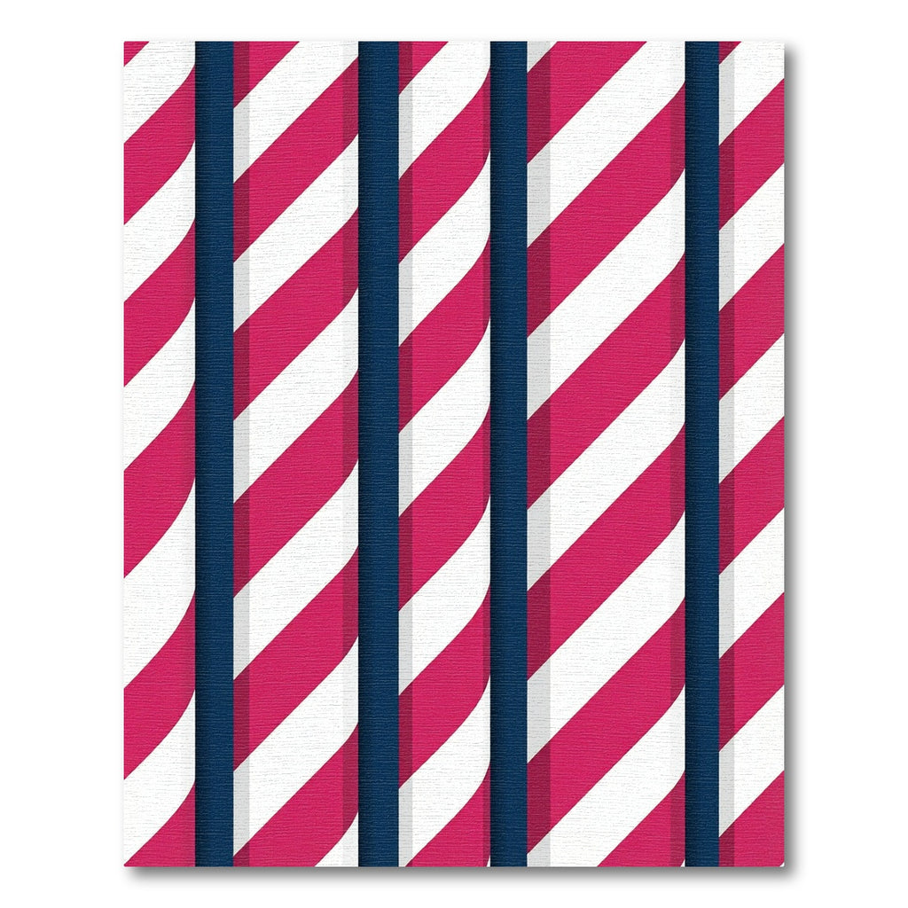 Bold Pink White Blue Stripe Rug