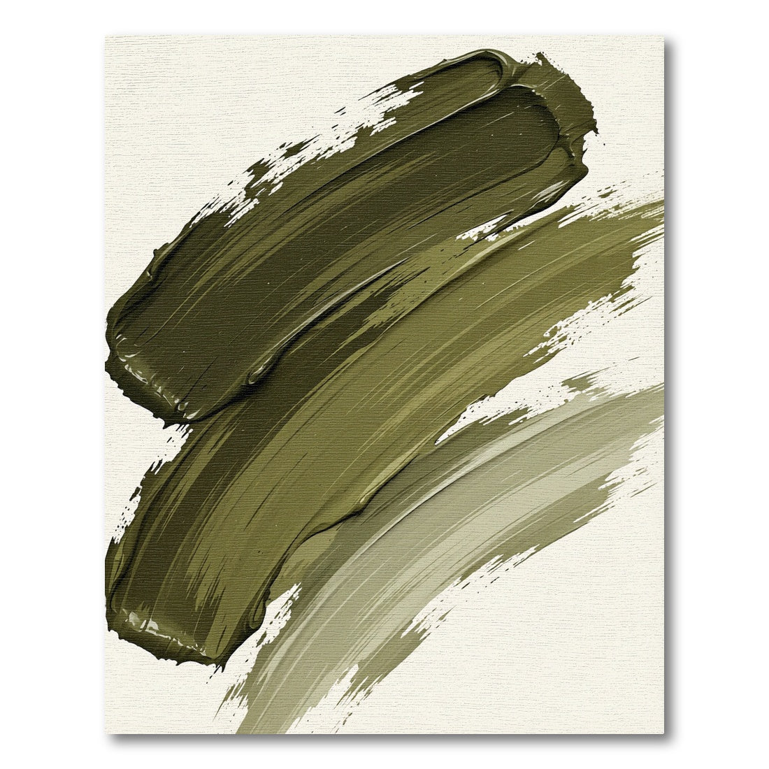 Minimalist Olive Green Abstract Brushstroke Rug