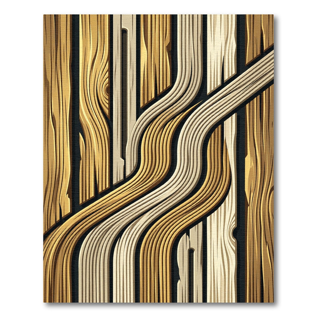 Golden Wood Grain Wave Rug