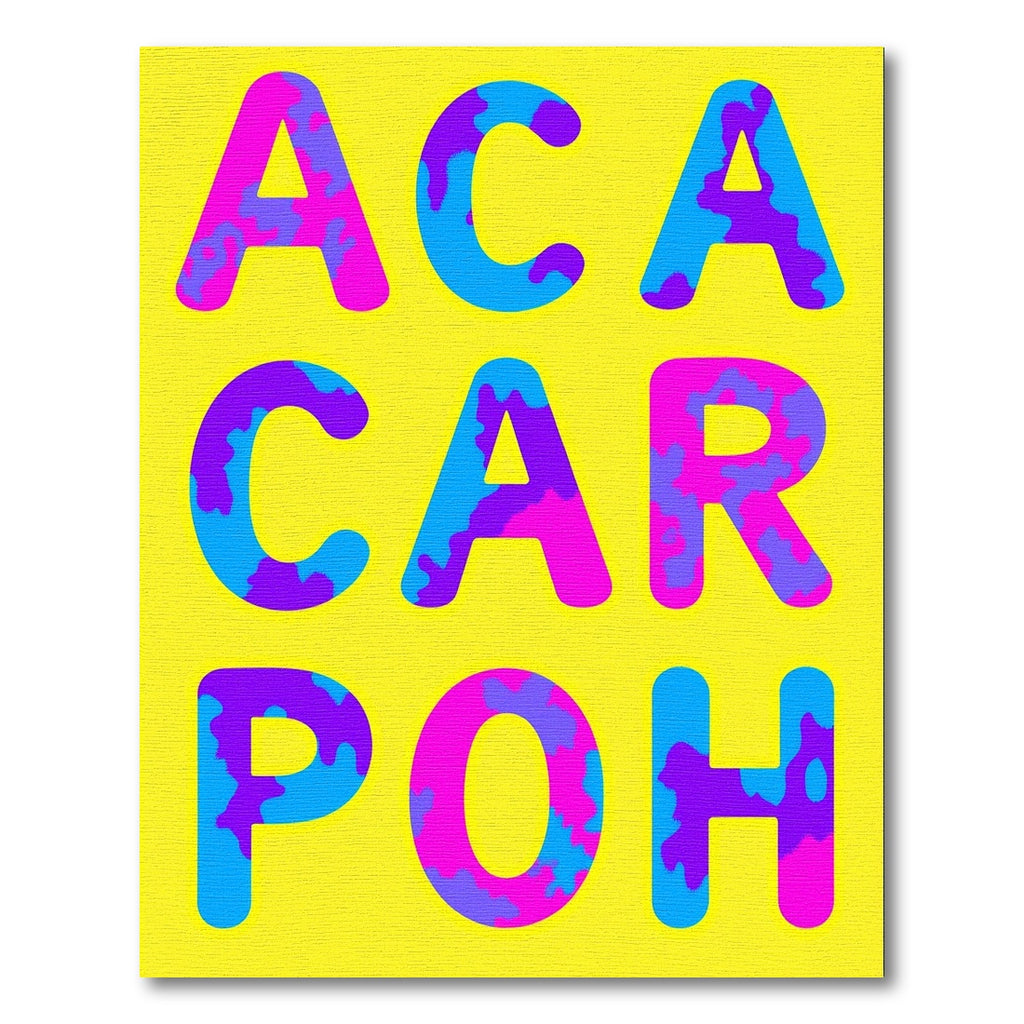 Bright Yellow Abstract Camo Letters Rug