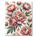 Elegant Blush Peony Botanical Bouquet Rug
