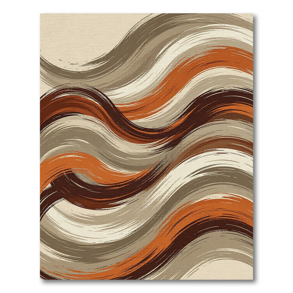 Modern Earthy Abstract Wave Swirls Rug