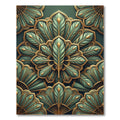 Emerald Gold Feathered Fan Mandala Rug