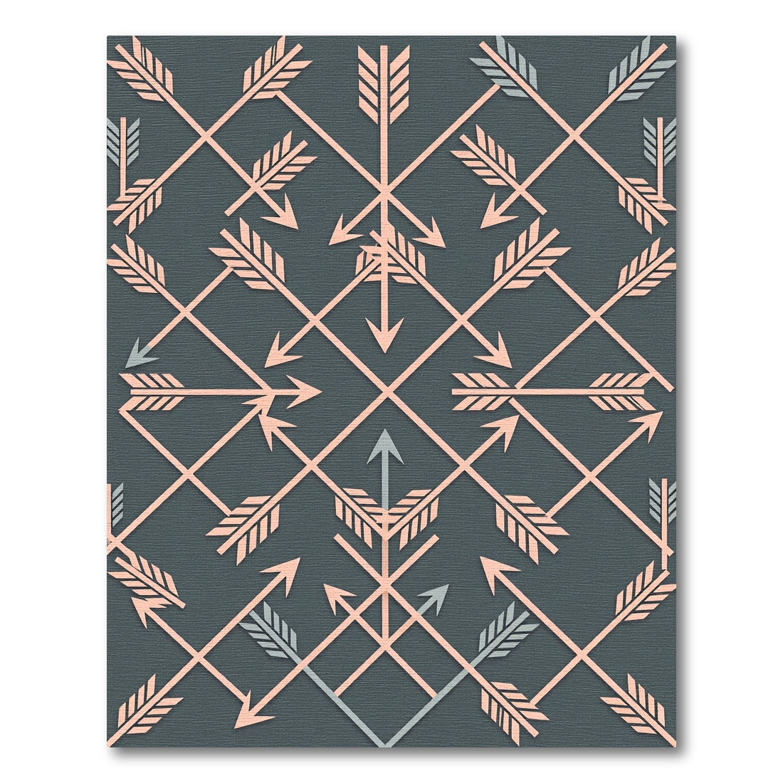 Blush Pink Arrow Geometric Charcoal Rug