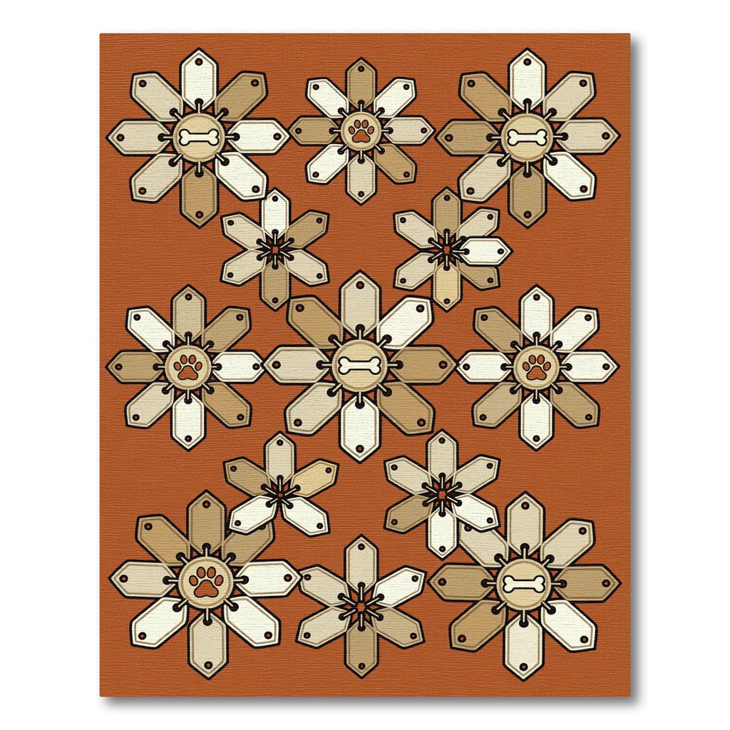 Playful Dog Bone Paw Floral Terra Rug