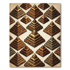 Symmetrical Golden Terracotta Tiered Pyramid Rug