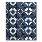 Geometric Navy Indigo Diamond Grid Rug
