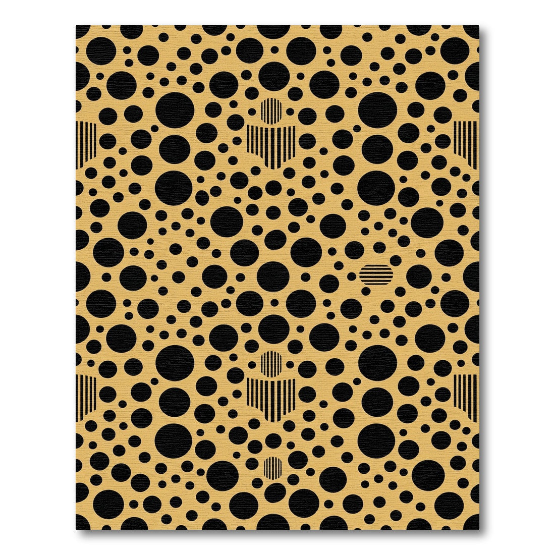 Golden Black Circle Scattered Composition Rug