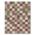 Muted Sage Rose Checkerboard Squares Rug