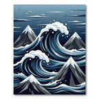 Artistic Blue Mountain Wave Rug