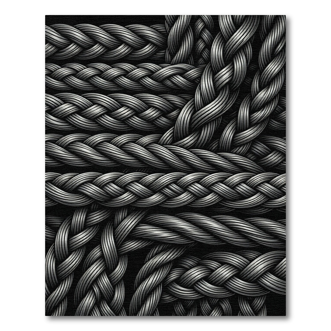 Charcoal Braid Texture Over Black Rug
