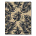 Dark Charcoal Palm Leaves on Beige Rug