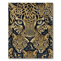 Detailed Golden Leopard Faces Abstract Rug