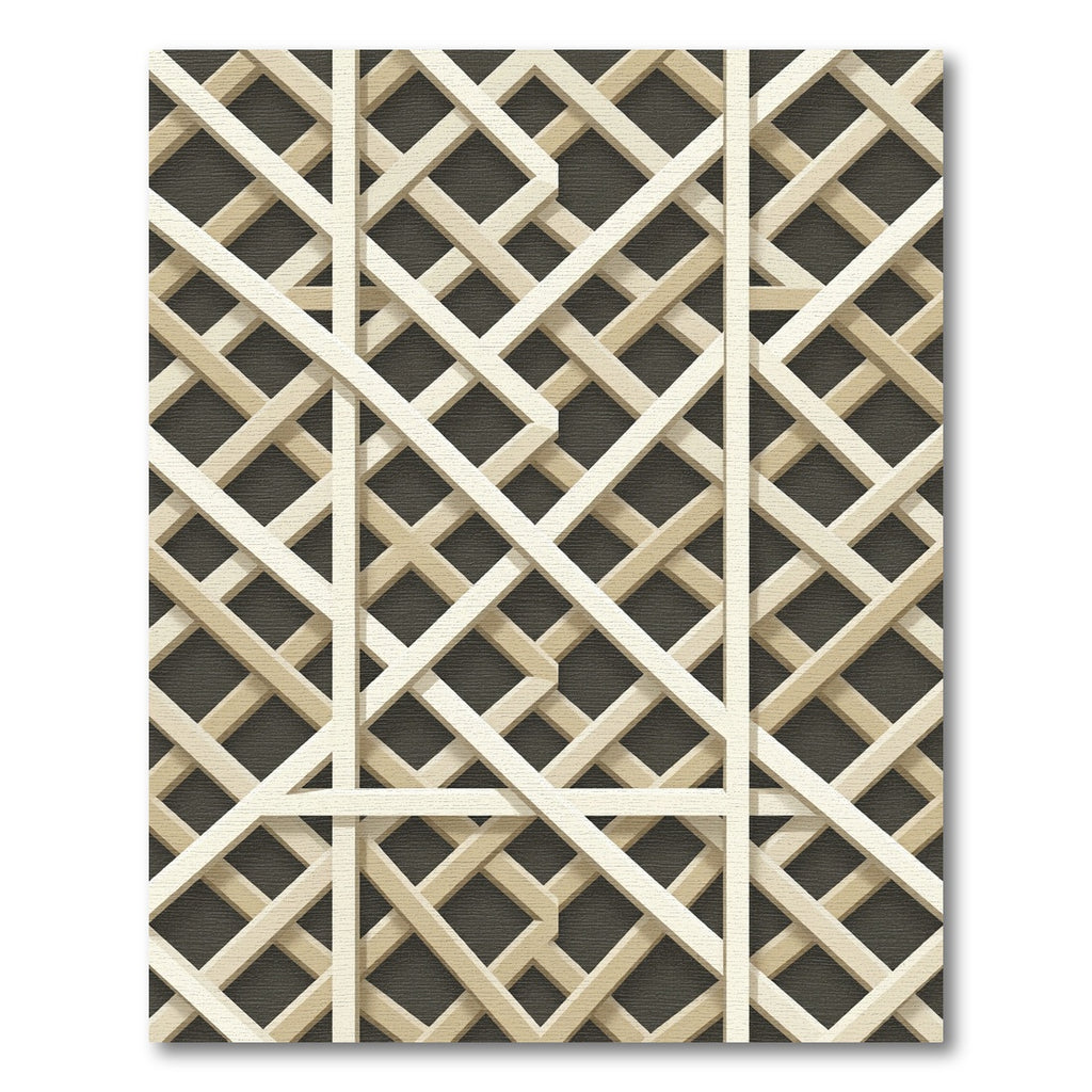 Sophisticated Neutral Geometric Interwoven Lattice Rug