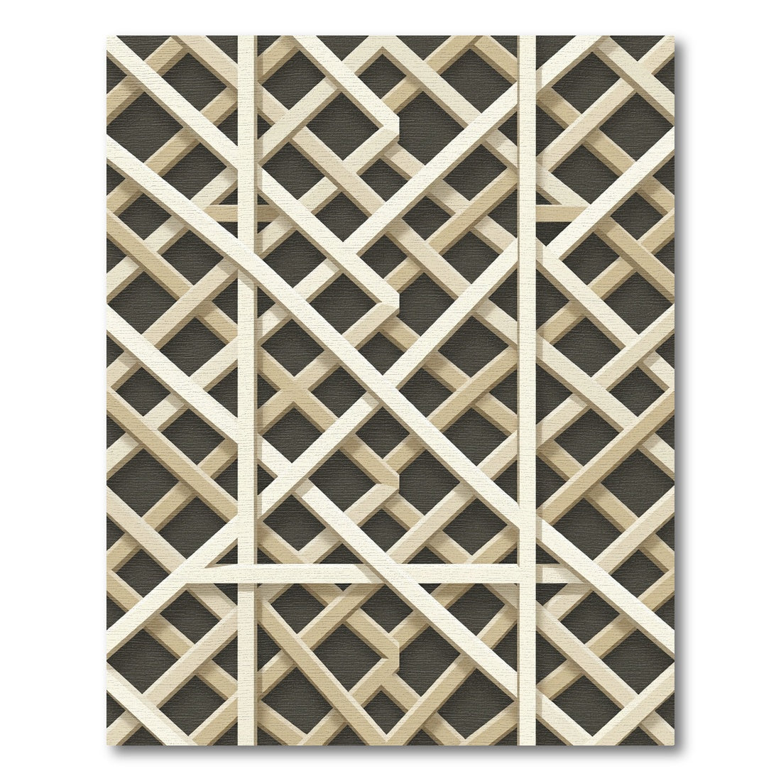 Sophisticated Neutral Geometric Interwoven Lattice Rug