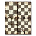 Distressed Monochrome Checkerboard Earthy Grid Rug