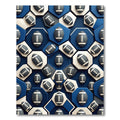 Navy Geometric Football Hexagon Grid Rug